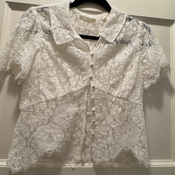 Doen Tops - Doen White Lace Button-Front Blouse